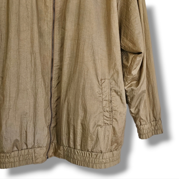 Vintage 90s Track Jacket Windbreaker Bomber Size 2X Paisley Tan Reversible Retro - Picture 10 of 15